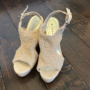 Michael Kors Crochet Cork Espadrille Wedges | Size 7